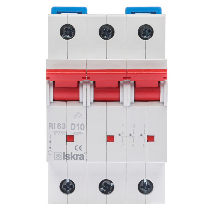 Модульний автоматичний вимикач ISKRA RI63 3P D10A 10kA
