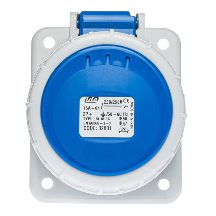 Розетка вбудована похила IDE MUNDIAL 2P+E 16A 200–250V IP66-67