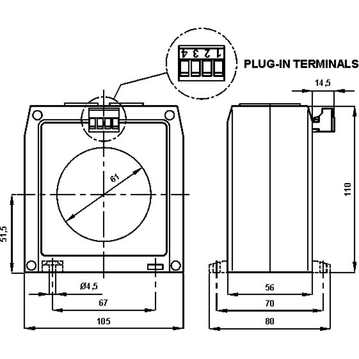 TDB0603CM Датчик для реле витоку d=60мм, 300mA÷1,5Aac
