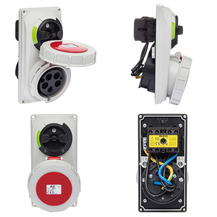 Розетка вбудована з механічним блокуванням IDE MUNDIAL 3P+N+E 32 А 200/346–240/415 В IP67 - 03816
