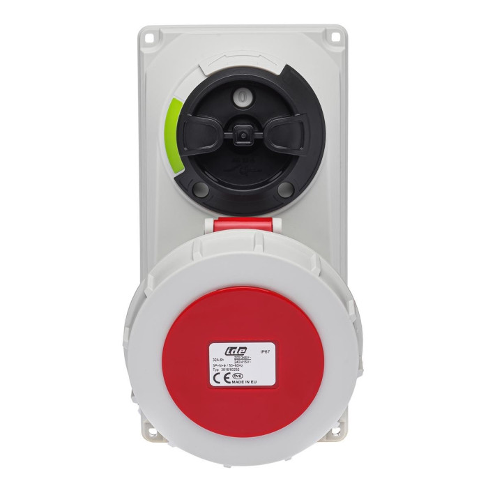Розетка вбудована з механічним блокуванням IDE MUNDIAL 3P+N+E 32 А 200/346–240/415 В IP67 - 03816