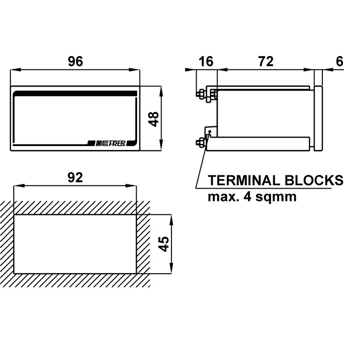 Вольтметр цифровий FRER X98 96 × 48 20–60 AC/DC В ±200 мВ - X98MS6PROGXXL