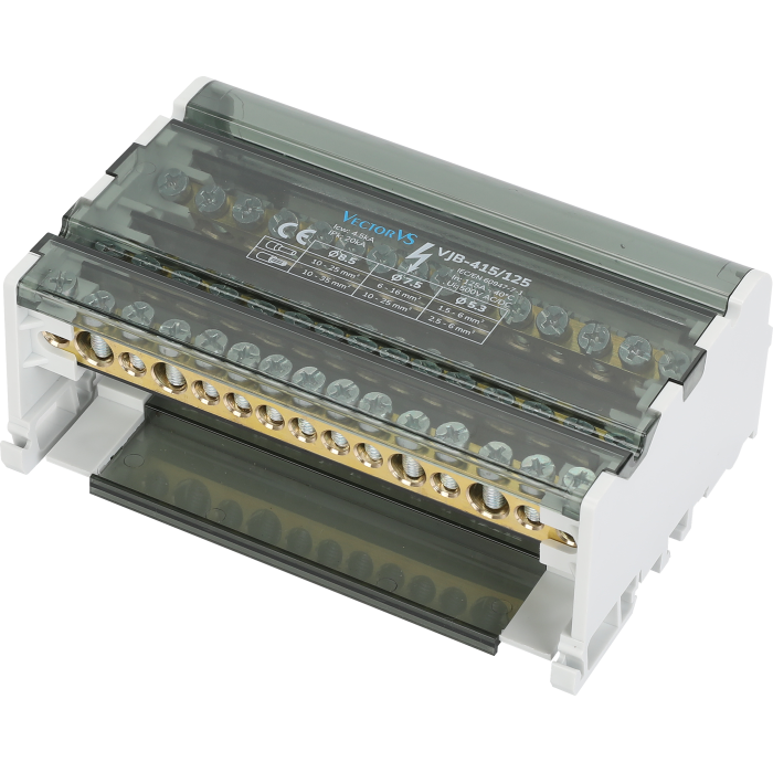 Розподільчий блок VJB-415/125 на DIN-рейку, 125A, 15 виходів