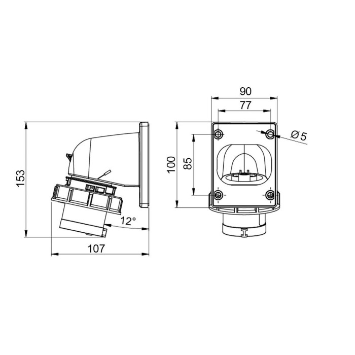 Вбудовуваний штепсель IDE MUNDIAL 3P+N+E 16 А 200/346–240/415 В IP67 - 03613