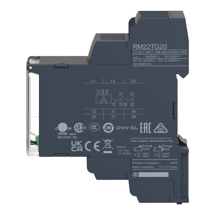 RM22TG20 РЕЛЕ КОНТРОЛЮ ТРИФАЗНОЇ НАПРУГИ 183/528В