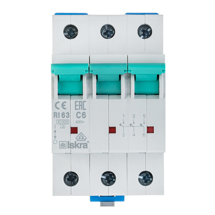 Модульний автоматичний вимикач ISKRA RI63 3P B2A 10кА - 786101081000