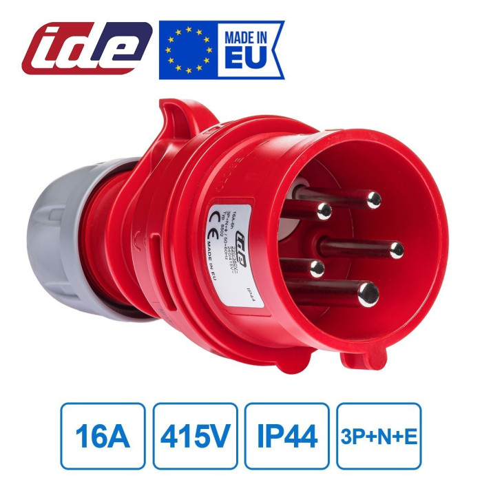 Реверсивний штепсель IDE MUNDIAL 3P+N+E 16 А 200/346–240/415 В IP44 - 08502