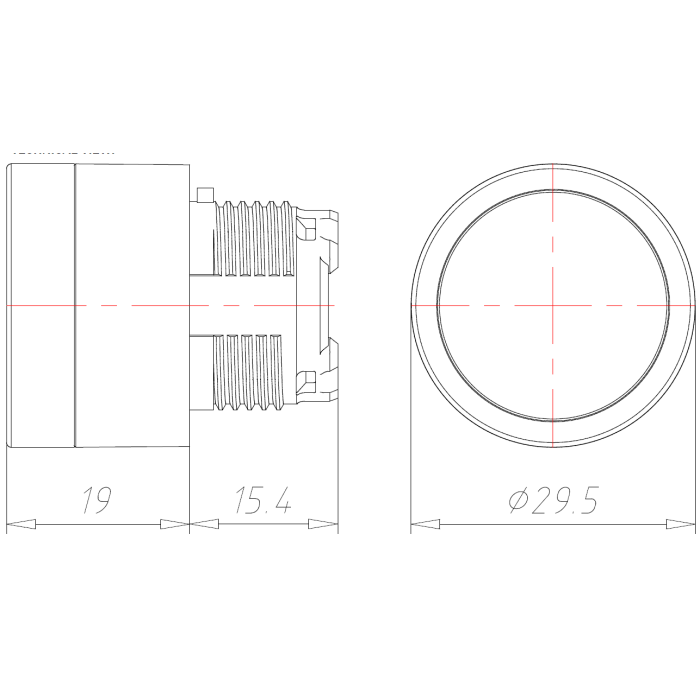 ECX 4201 Кнопка червона з підсвічуванням пластик