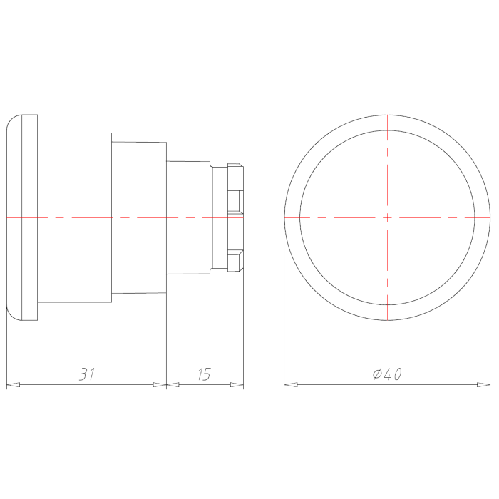 ECX 1134 Кнопка 40 мм, чорна