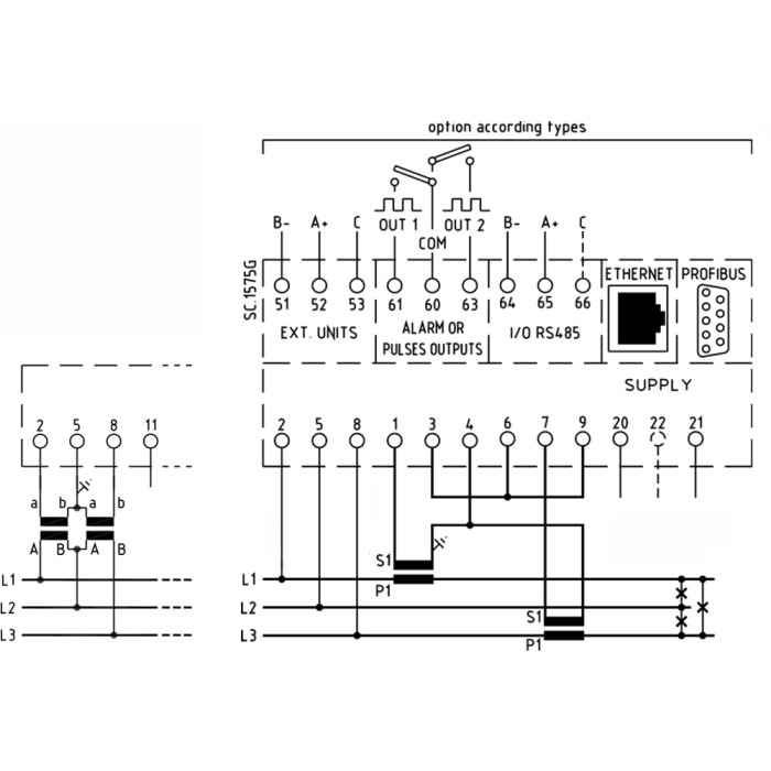 Q96P3H005PCQ2* Аналізатор мережі QuBo H, PROFIBUS DP V0, 400V 1-5A