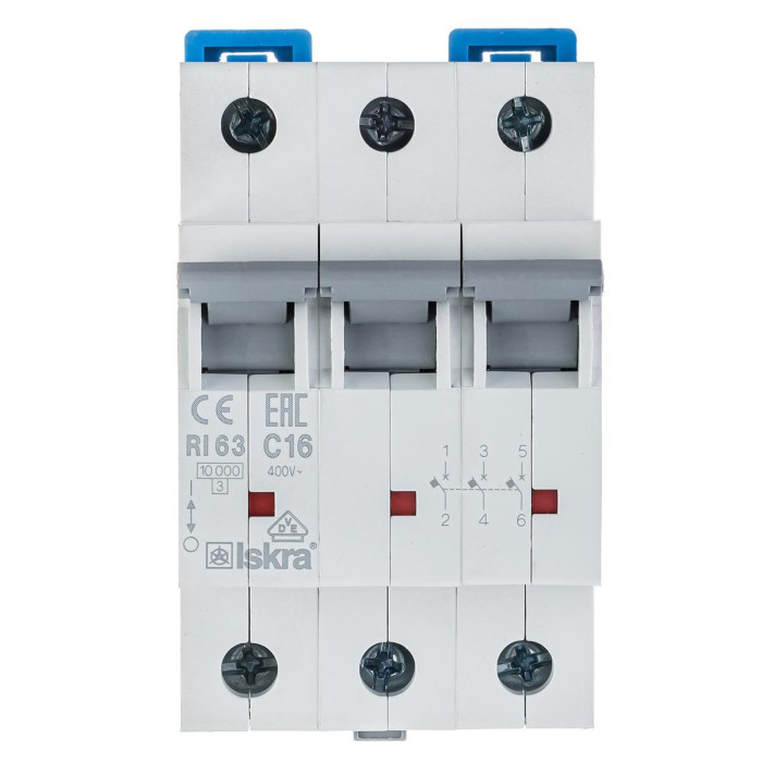 Модульний автоматичний вимикач ISKRA RI63 3P C16A 10кА - 786100104000