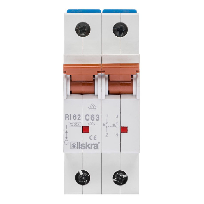 Модульний автоматичний вимикач ISKRA RI62 2P C63A 10кА - 786100158000