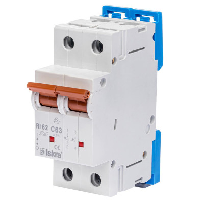 Модульний автоматичний вимикач ISKRA RI62 2P C63A 10кА